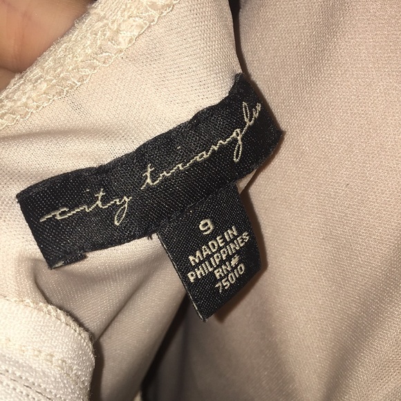 Beige Lace Dress with Mesh and a Rhinestone Belt - Picture 3 of 3